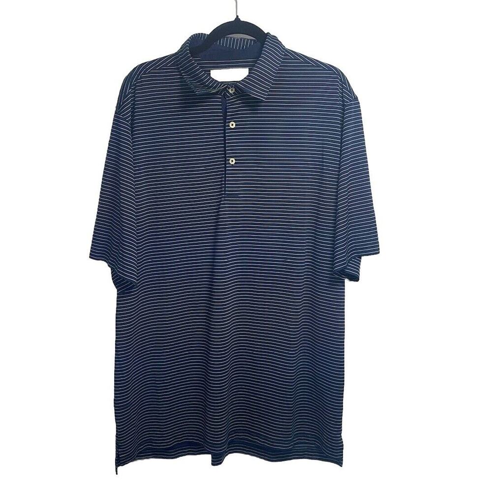 Donald Ross Golf Polo Mens 2XL Navy Green Striped Geometric Performance Edgewood